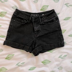 Black jean shorts